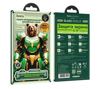 Защитное стекло Hoco A777 Plus iPhone 17 Pro Max, ударопрочное антишпион, цвет черный#2129610