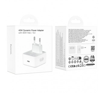 Сетевое зарядное устройство Hoco C161A PD40W белый#2129616