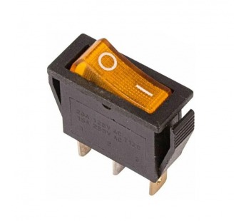 Выключатель клавишный 250V 15А (3с) ON-OFF желтый с подсветкой (RWB-404, SC-791, IRS-101-1C) Rexant#2131113