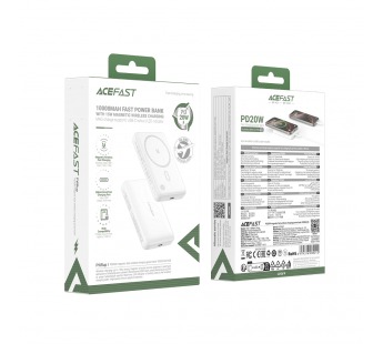 Внешний аккумулятор ACEFAST M25 беспроводная зарядка, 5000mAh (PD20W,magsafe) белый#2131508