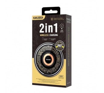Беспроводное зарядное устройство KAKUSIGA KSC-1148 2 в1 (15W) черное#2131522