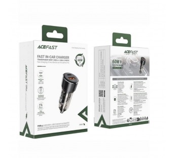 Автомобильный адаптер питания ACEFAST B12 USB C/USB A 60W (черный)#2134729