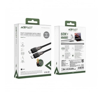 Кабель TypeC - TypeC ACEFAST C10-03 Silicone (черный) 1.2м#2134569