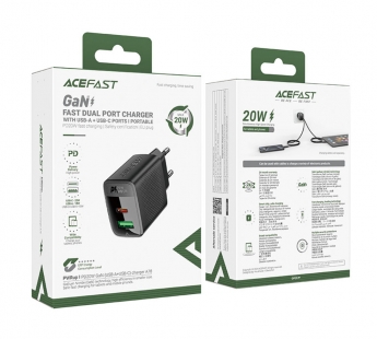 Сетевой адаптер питания ACEFAST A78 USB-C/USB A PD20W (черный)#2133821