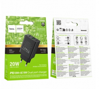 Сетевой адаптер питания HOCO CS94A QC3.0 PD 20W (черный)#2133826