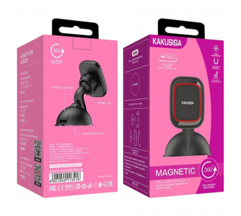 Автодержатель KAKUSIGA KSC-337C магнитный на присоске черный#2134413