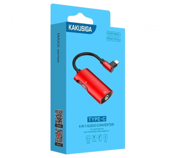 Переходник Type-C - Type-C выход + 3.5 выход KAKUSIGA KSC-377 красный#2134232
