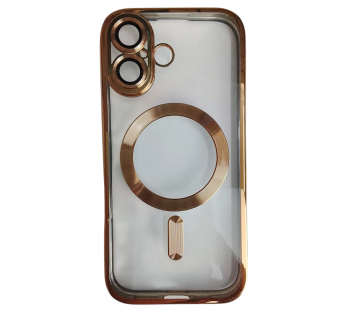 Чехол силиконовый iPhone 17 Magsafe прозрачный с защитой камеры золотой#2134351