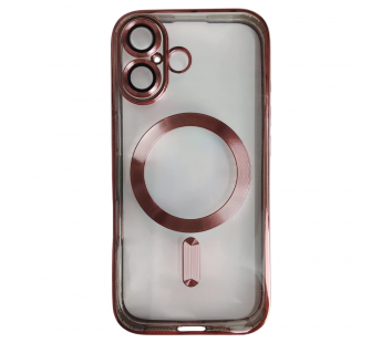 Чехол силиконовый iPhone 17 Magsafe прозрачный с защитой камеры розовый#2134350