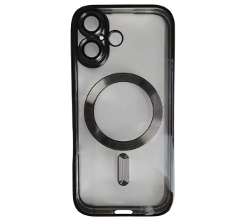 Чехол силиконовый iPhone 17 Magsafe прозрачный с защитой камеры черный#2134347