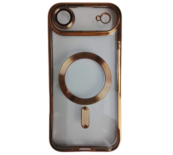 Чехол силиконовый iPhone 17 Air Magsafe прозрачный с защитой камеры золотой#2134368