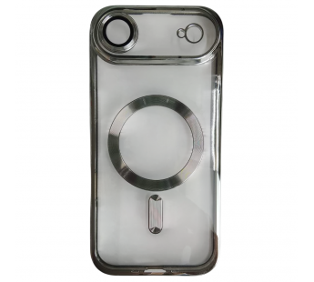 Чехол силиконовый iPhone 17 Air Magsafe прозрачный с защитой камеры серебро#2134329