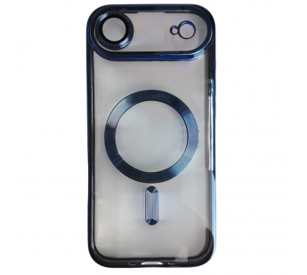Чехол силиконовый iPhone 17 Air Magsafe прозрачный с защитой камеры синий#2134330