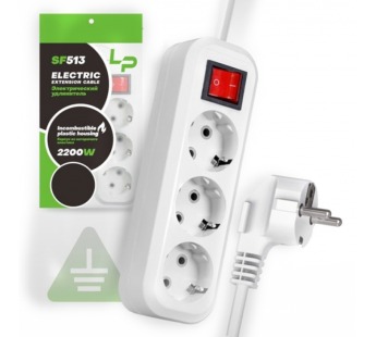 Удлинитель Розетки LP SF513 С/З с переключателем (белый) 8м#2134657