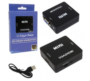Конвертер-переходник MINI VGA2HDMI 1080 H126 (черный)#2134670