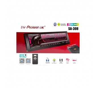 Автомагнитола Pioneeir SA-308 (Bluetooth/USB/AUX/FM/пульт)#2135560
