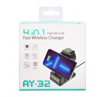 ЗУ Сетевое Беспроводное - AY-32 SafeMag 4in1 15W с часами (black) (243549)#2135853
