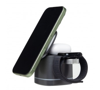 Беспроводное зарядное устройство H32 Box SafeMag 3in1 15W (black) (243555)#2136666