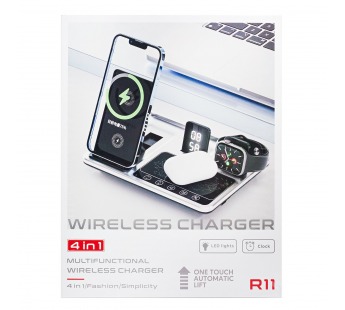 ЗУ Сетевое Беспроводное - R11 4in1 15W с часами (black) (243554)#2135854