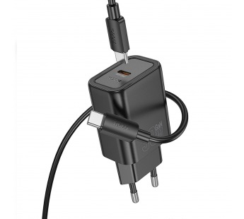 Адаптер Сетевой с кабелем Hoco N62 Gentle PD Type-C 3A/30W (Type-C/Type-C) (black) (241810)#2137562