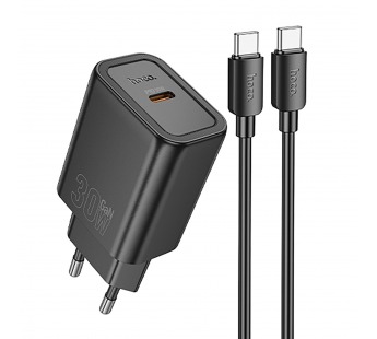 Адаптер Сетевой с кабелем Hoco N62 Gentle PD Type-C 3A/30W (Type-C/Type-C) (black) (241810)#2137561