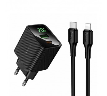 Блок питания сетевой 1 USB, 1 Type-C HOCO CS83A Excellent, 3.0A, PD20Вт, кабель Type-C - 8 pin, цвет: черный (1/18/180)#2141537