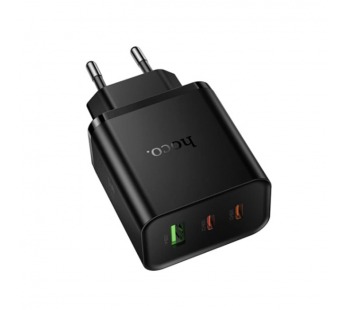 Сетевое зарядное устройство USB/Type-C Hoco N75 (65W, QC3.0, PD, 3 порта) Черный#2140464