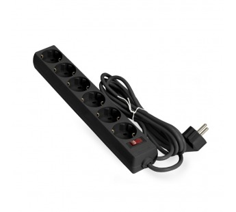 Сетевой фильтр  1.5м, 6 розеток Exegate, SP-6-1.5B, 10А, 2200Вт, с выключателем, черный, пакет, шт#2136929