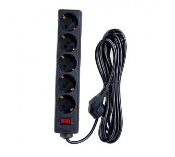 Сетевой фильтр  5.0м, 5 розеток Exegate, SP-5-5B, 10А, 2200Вт, с выключателем, черный, пакет, шт#2136932