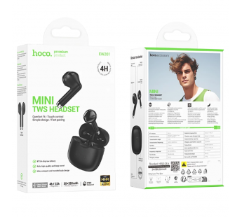 Беспроводные TWS наушники HOCO EW201 (4 ч/320 mAh) черные#2137209