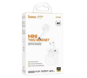 Беспроводные TWS наушники HOCO EW205 (4 ч/200 mAh) белые#2137207