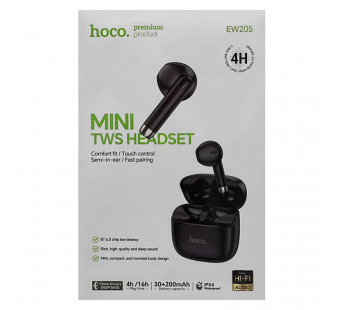 Беспроводные Bluetooth-наушники HOCO EW205 (4 ч/200 mAh) черные#2137206