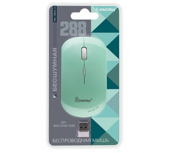 Беспроводная мышь SMARTBUY 288 беззвучная зеленая#2137260