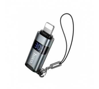 Переходник HOCO UA44A Lightning(m)-TC(f) с индикацией мощности PD 30W (серый)#2140754
