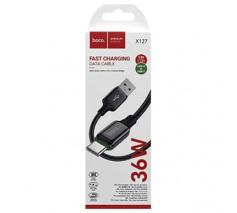 Кабель USB - Type-C Hoco X127 (3A, 36W, оплетка нейлон) Черный#2138842