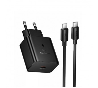 Адаптер Сетевой с кабелем Hoco N77 PD GaN Type-C 45W (Type-C/Type-C) (black) (243842)#2138958