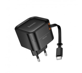 Блок питания сетевой HOCO C153A, 3.0A, PD20Вт, кабель Type-C, цвет: черный (1/10/100)#2138934
