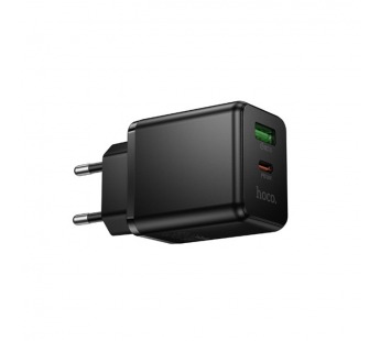 Блок питания сетевой 1 USB, 1 Type-C HOCO C157A Smart, 3.0A, PD30Вт, цвет: черный (1/23/138)#2138937