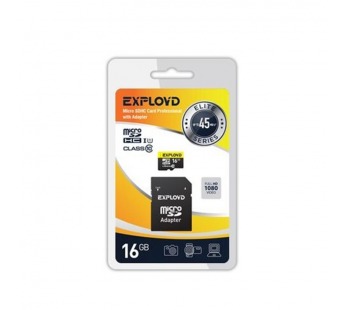 16Гб карта памяти Exployd microSD + SD адаптер class10 UHS-1#2139370