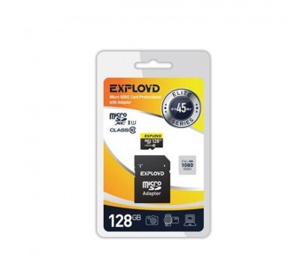 128Гб карта памяти Exployd microSD + SD адаптер class10 UHS-1#2139372