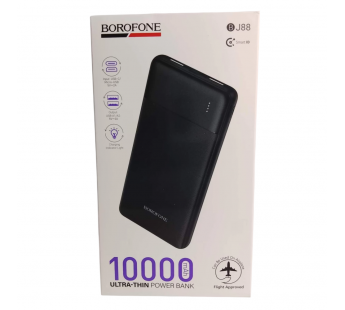 Внешний аккумулятор 10 000 mAh BOROFONE BJ88 (2USB/PD/LED инд.бат) черный#2140693