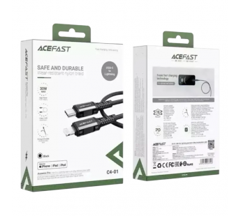 Кабель Type-C - Lightning Acefast C16-01 (3A, 30W, PD, 1.2 м) Черный#2141618