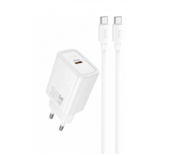 Адаптер Сетевой с кабелем Hoco N62 Gentle PD Type-C 3A/30W (Type-C/Type-C) (white) (241811)#2140918