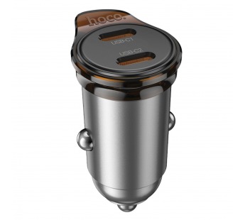 Адаптер Автомобильный с кабелем Hoco NZ16B Rigorous PD45W (2*Type-C) (Type-C/Type-C) (metal (242009)#2142050