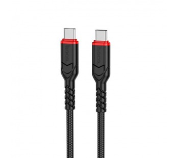 Кабель Type-C - Type-C HOCO X59 Victory, 1.0м, круглый, 3,0А, PD60Вт нейлон, цвет: чёрный (1/33/330)#2143102