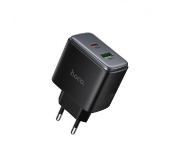Блок питания сетевой 1 USB, 1 Type-C HOCO C158A Upgrade, 3.0A, PD45Вт, цвет: черный (1/23/92)#2146213