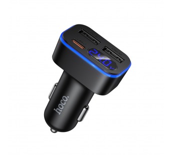 Автомобильное ЗУ HOCO Z63A (USB QC3.0/PD 30W/дисплей) черное#2144261