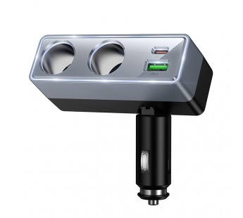 Разветвитель гнезда прикуривателя на 2 устройства HOCO Z65B (USB QC3.0/PD 30W) черное#2144259