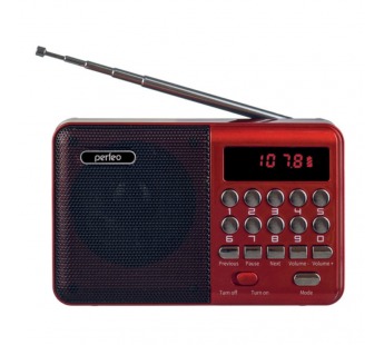 Радиоприемник Perfeo цифровой PALM Next/ FM 87.5-108МГц/ MP3/ Bluetooth 5.3/ USB или 18650/ красный#2146353