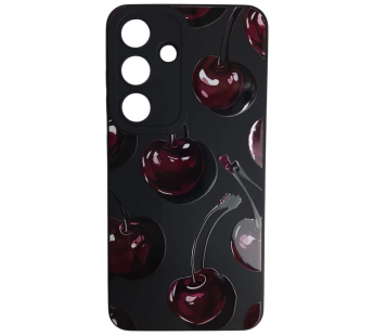 Чехол силиконовый Samsung S25 вишня на черном#2145612